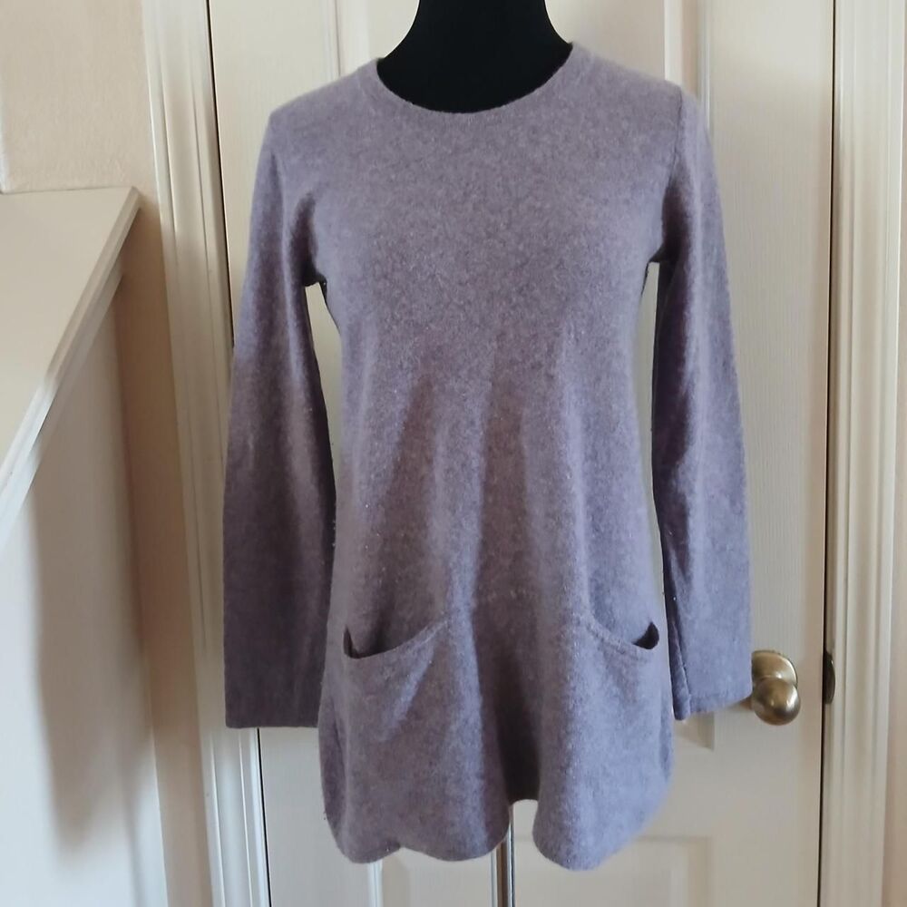 J. Jill Italian Yarn Cashmere & Wool Crew Neck Sweater Tunic Pockets S Luxury